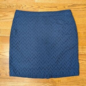 Banana Republic Women's Pencil Skirt Navy Blue Eyelet Lined 100% Cotton Size 14